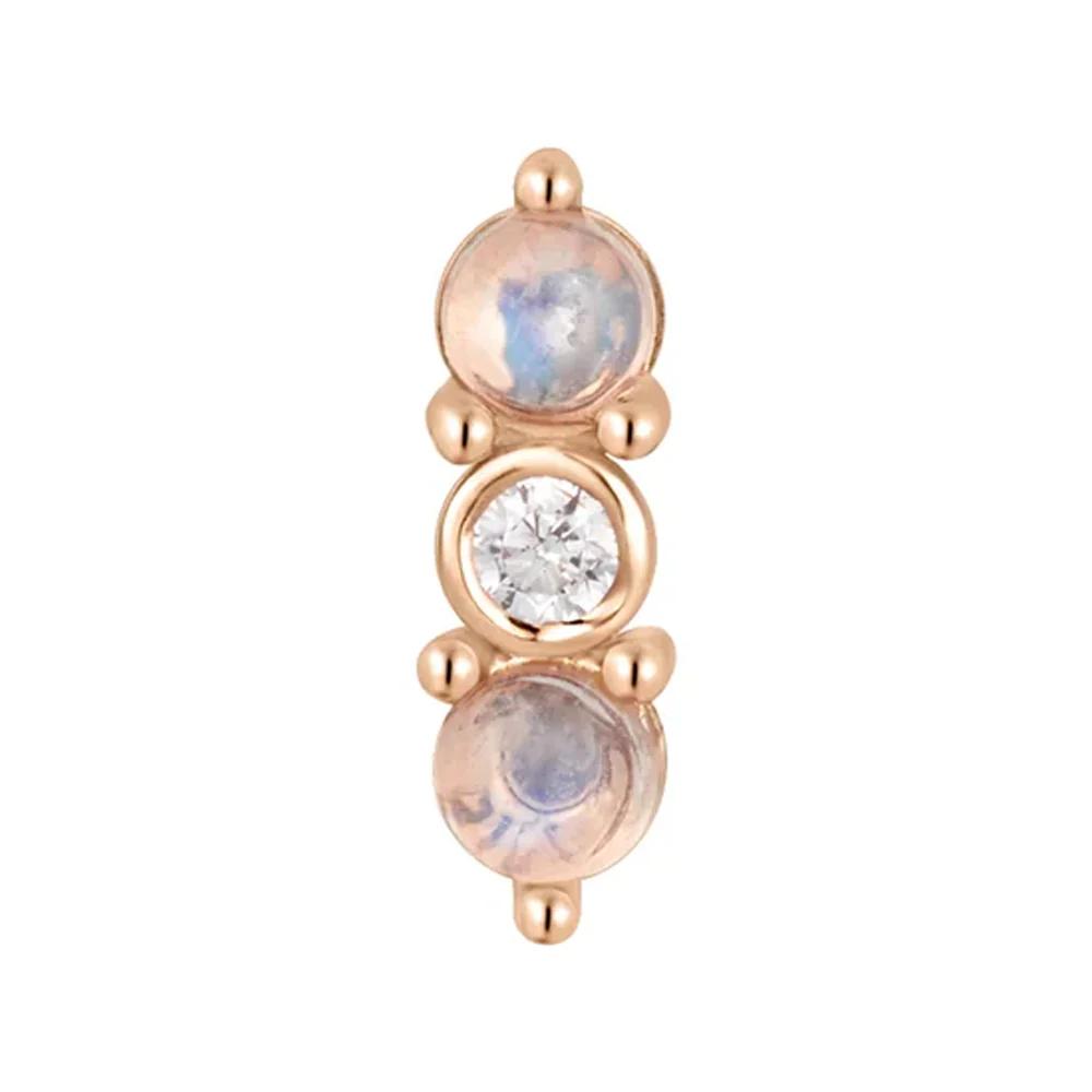 threadless: "Revel" End in Gold with Rainbow Moonstone & White CZ - Image 5