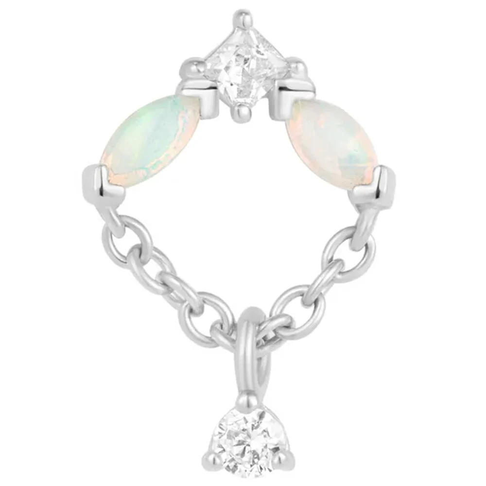 threadless: "Reverie" End with Chain in Gold with Genuine Opal & White CZ's - Image 4