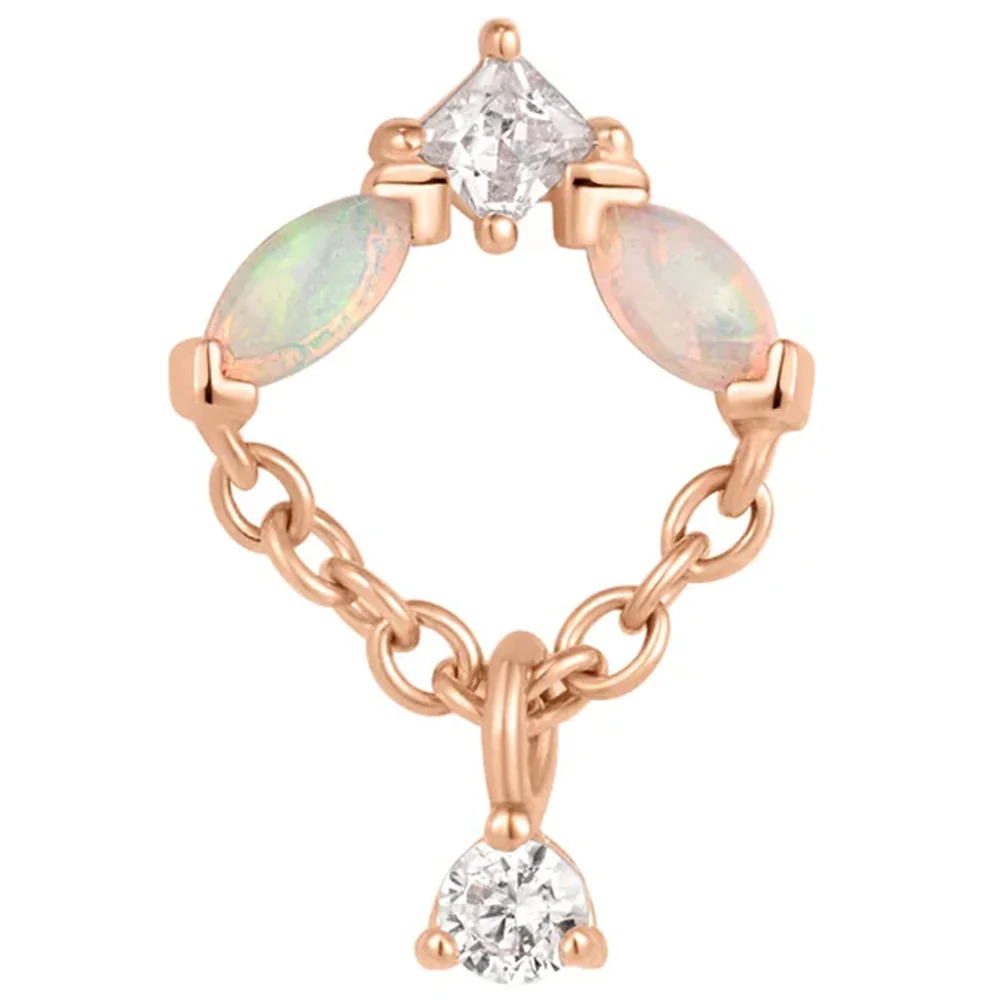 threadless: "Reverie" End with Chain in Gold with Genuine Opal & White CZ's - Image 5