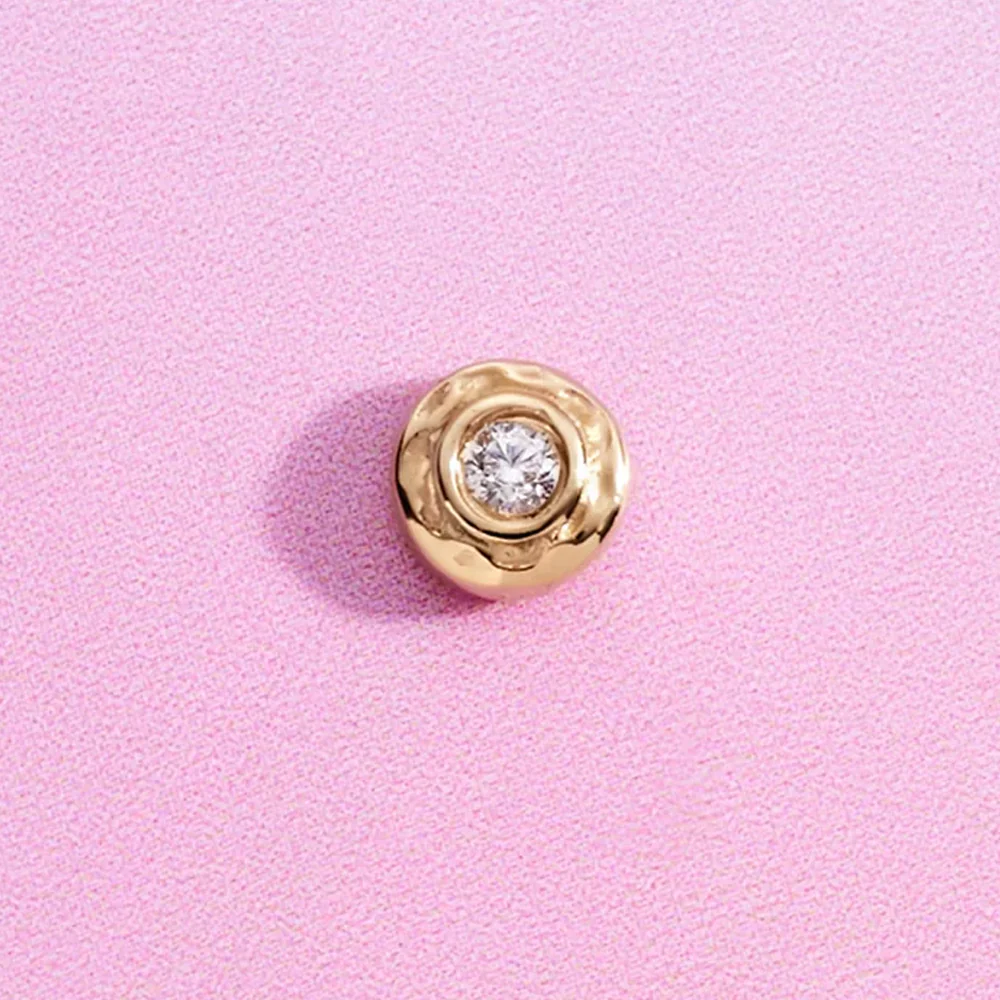 threadless: "Rocco" End in Gold with White CZ - Image 2