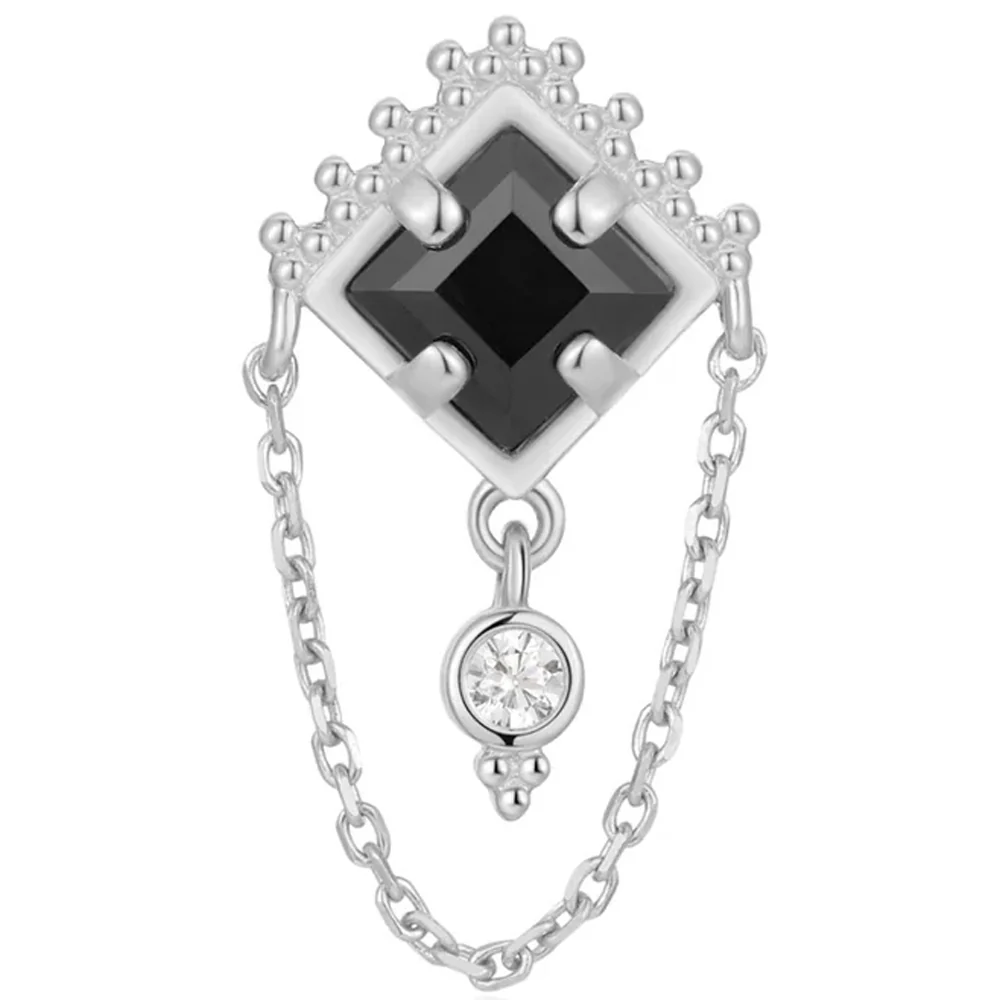 threadless: "Scry" End with Chain in Gold with Black Agate & White CZ - Image 4