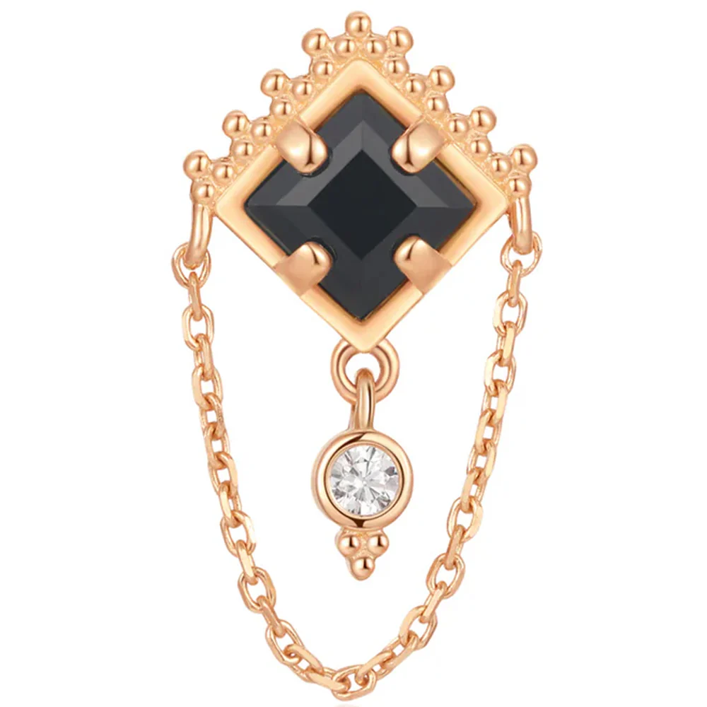threadless: "Scry" End with Chain in Gold with Black Agate & White CZ - Image 5