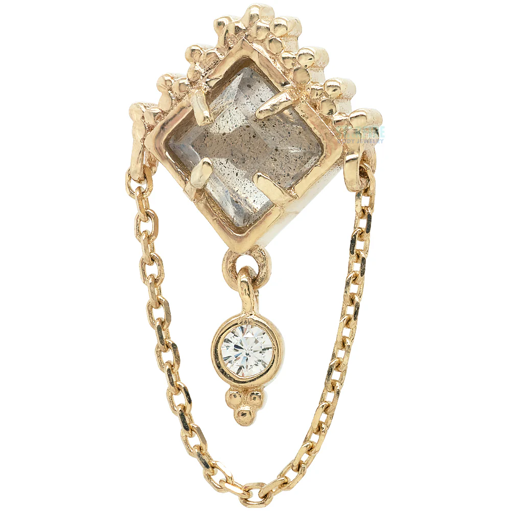threadless: "Scry" End with Chain in Gold with Labradorite & White CZ - Image 3