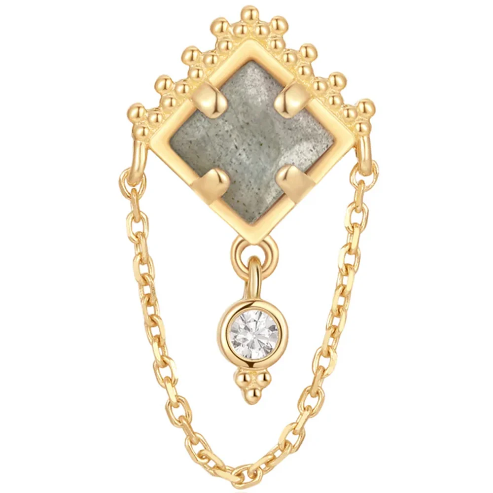 threadless: "Scry" End with Chain in Gold with Labradorite & White CZ - Image 4