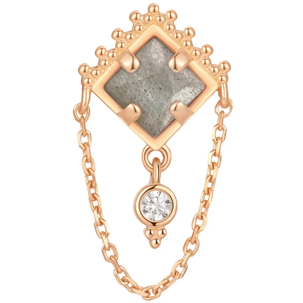threadless: "Scry" End with Chain in Gold with Labradorite & White CZ - Image 6