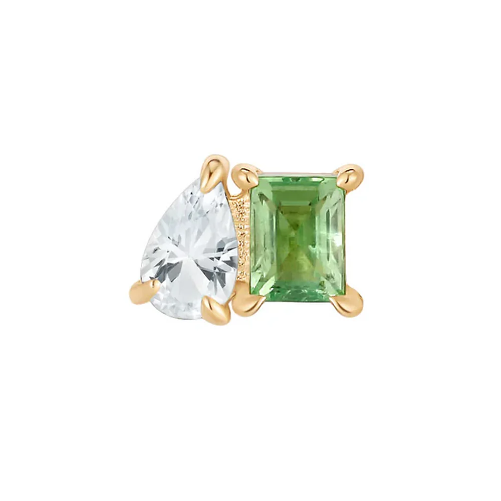 threadless: "Side Piece" End in Gold with Tsavorite & White Sapphire - Image 2