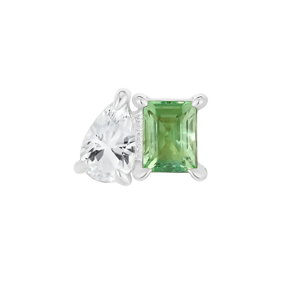 threadless: "Side Piece" End in Gold with Tsavorite & White Sapphire - Image 3