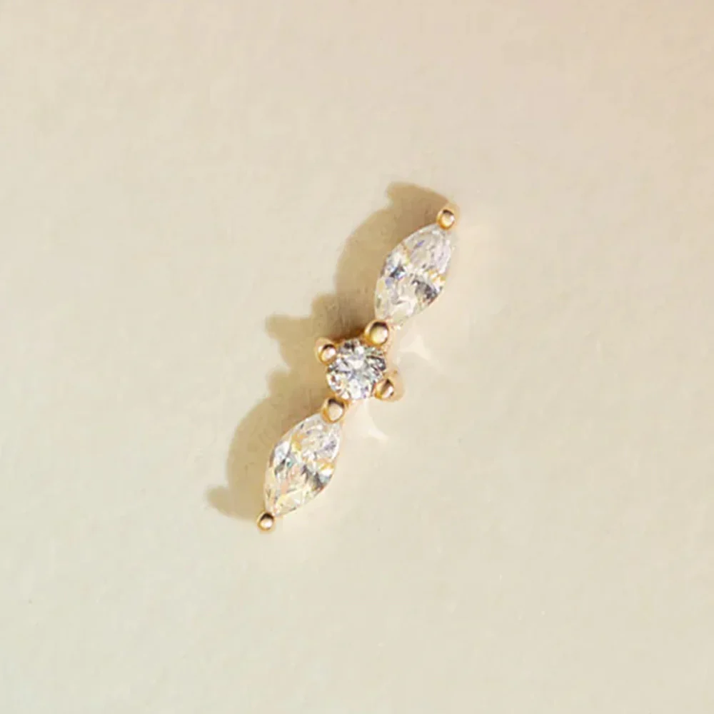 threadless: "Sinclair" End in Gold with White CZ's - Image 2