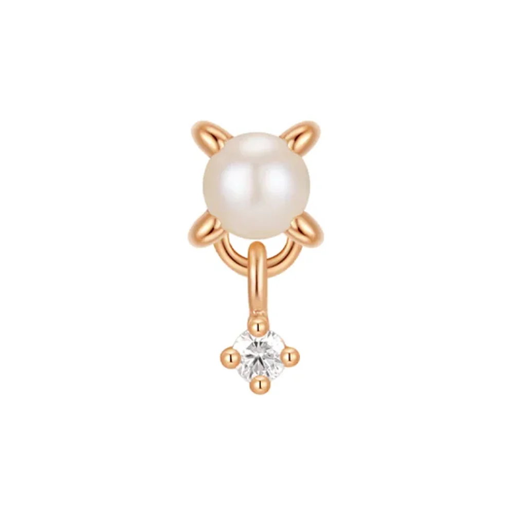threadless: "Soft Serve" End in Gold with Pearl & Moissanite - Image 5