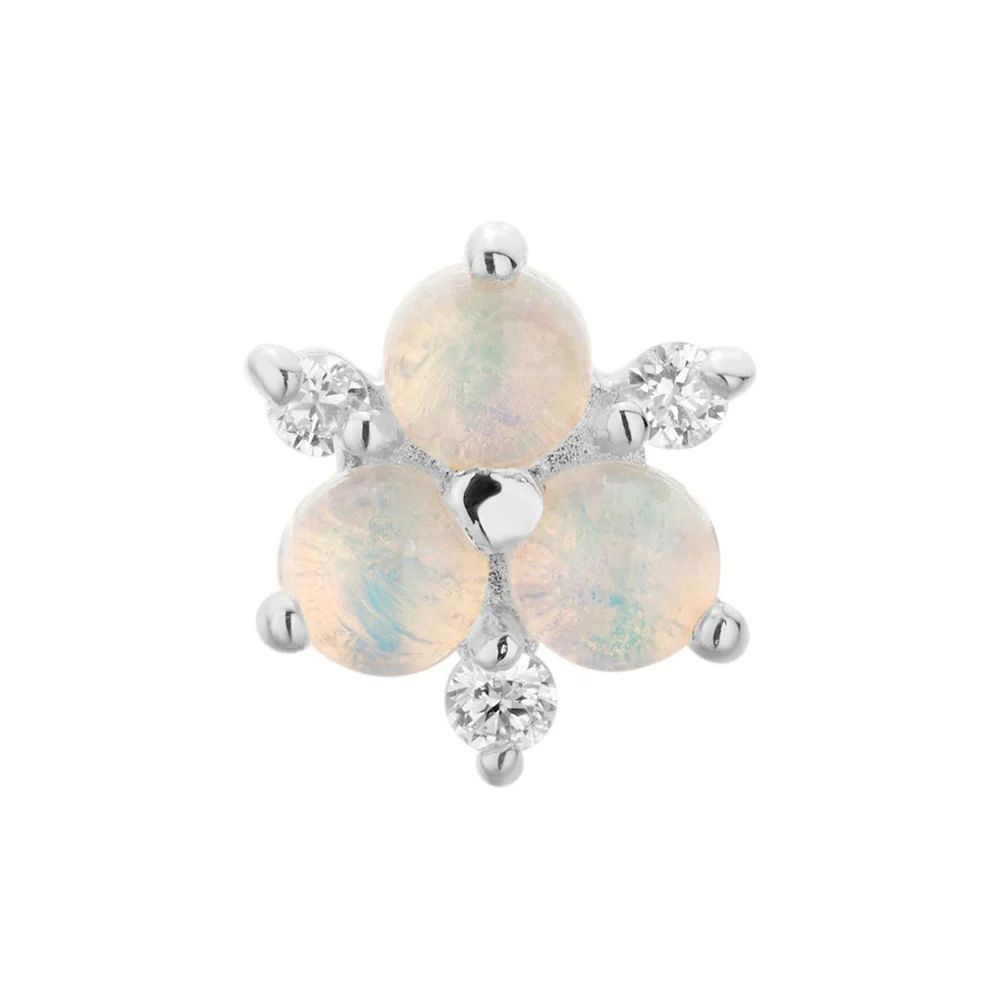 threadless: "Soleil" End in Gold with Genuine White Opal & Diamonds - Image 4