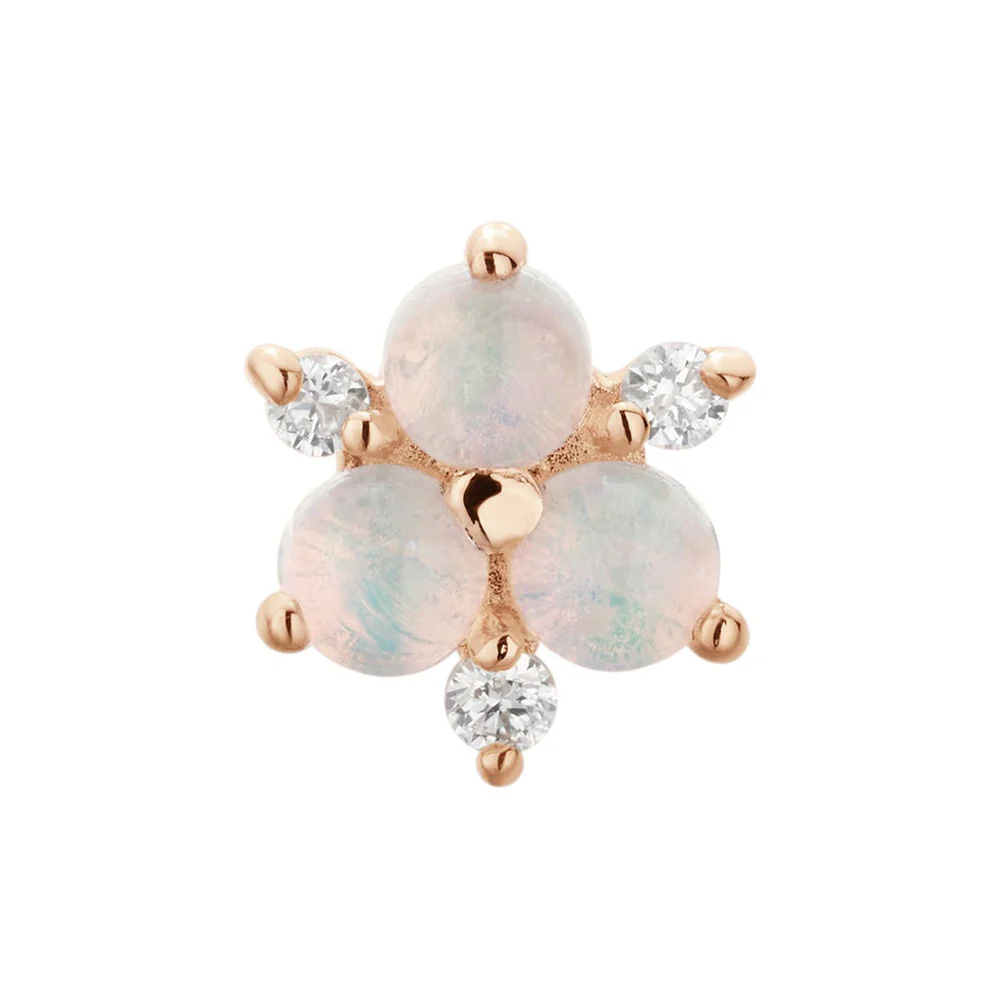 threadless: "Soleil" End in Gold with Genuine White Opal & Diamonds - Image 5
