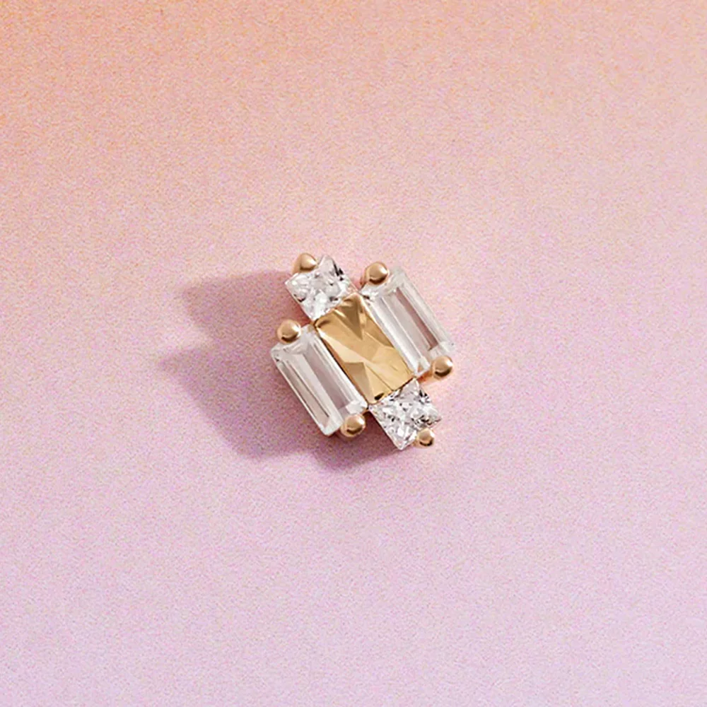 threadless: "Speak Easy" End in Gold with White CZ's - Image 2