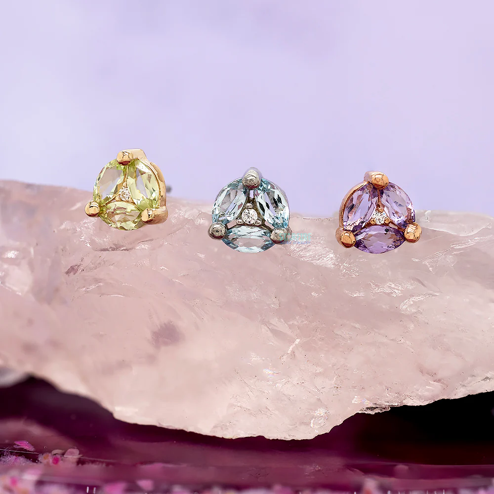 threadless: "Triple Threat" End in Gold with Gemstones - Image 2