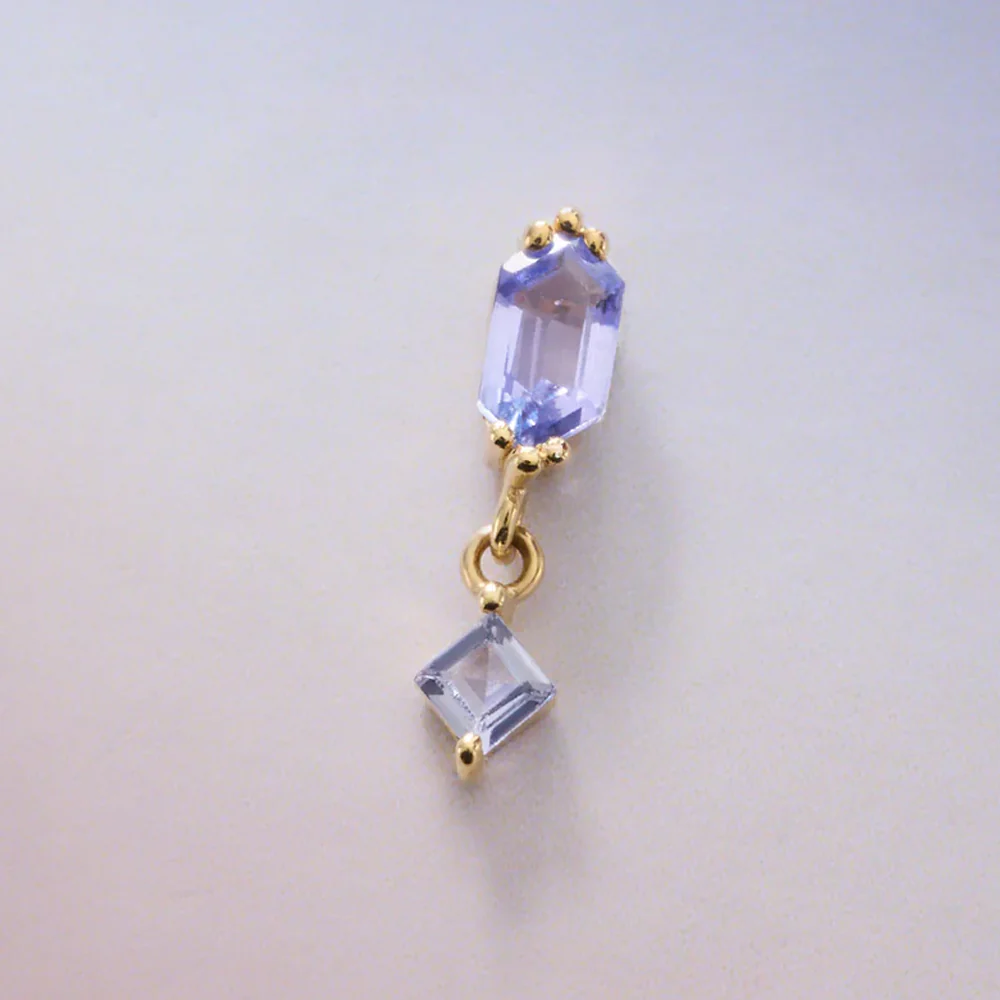 threadless: "Twilight Hour" End with Dangle in Gold with Tanzanite - Image 2