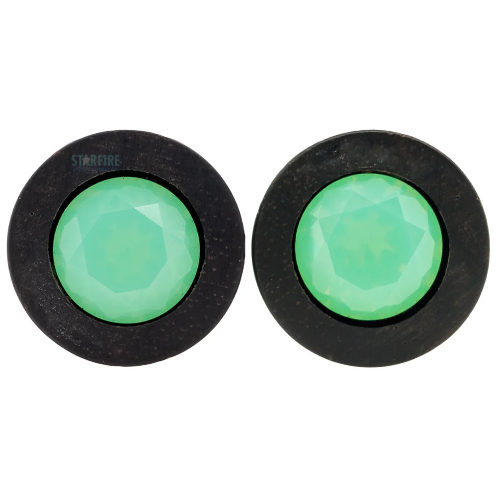 Round Swarovski Plugs in Wood - Pacific Opal - Image 3