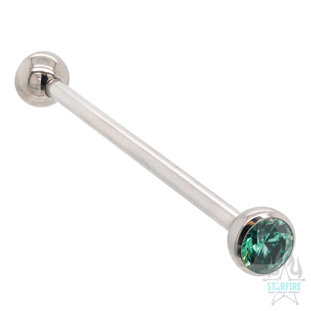 Faceted Gem Ball in Bezel Industrial Barbell - Image 5