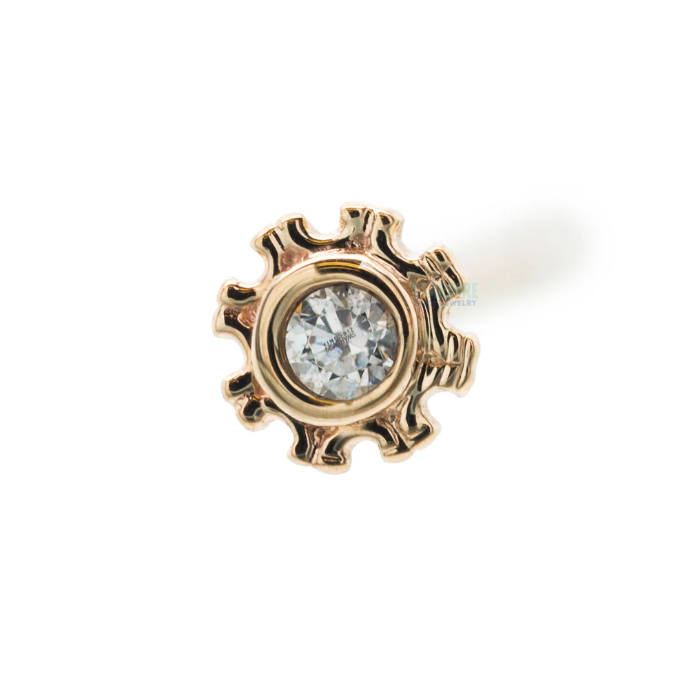 "Firenze" Nostril Screw in Gold with White CZ - Image 3