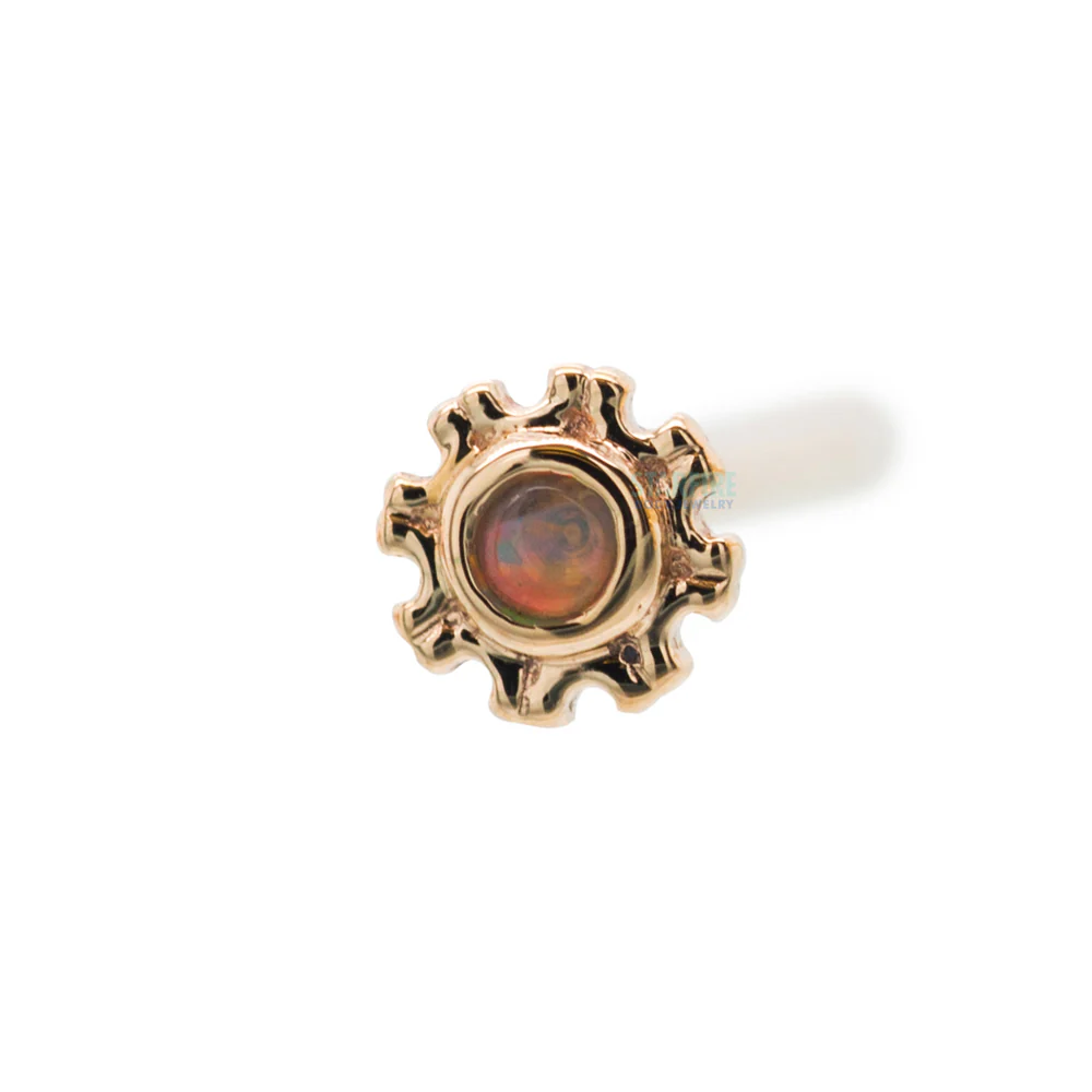 "Firenze" Nostril Screw in Gold with Genuine White Opal - Image 2
