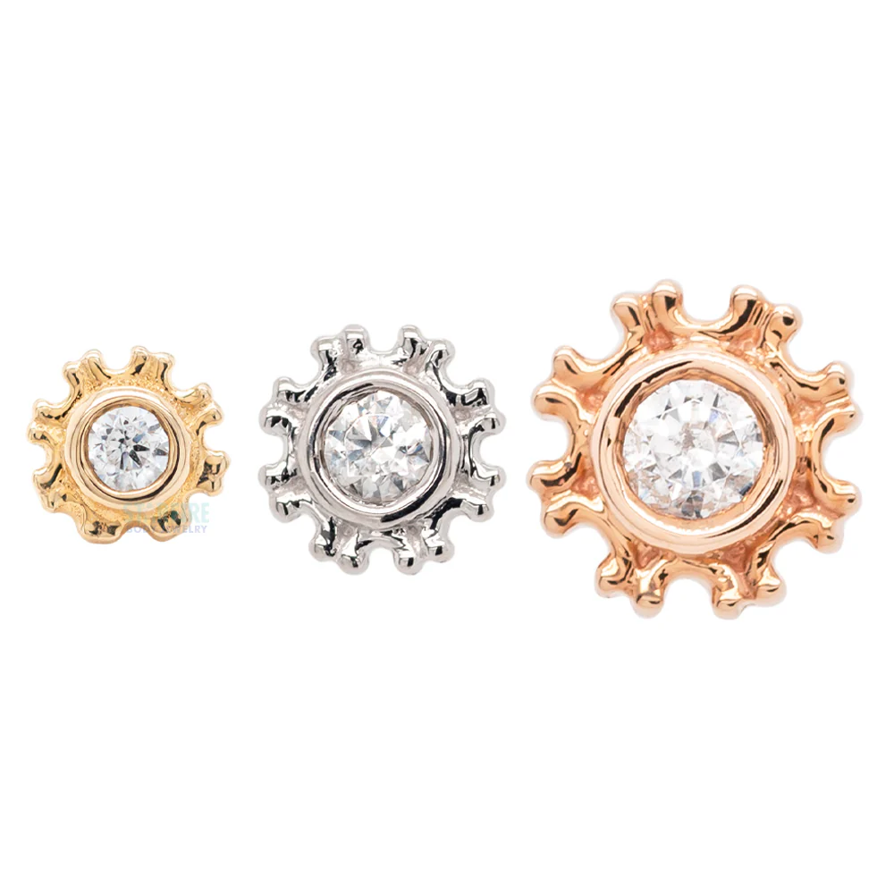 "Firenze" Threaded End in Gold with White CZ - Image 4