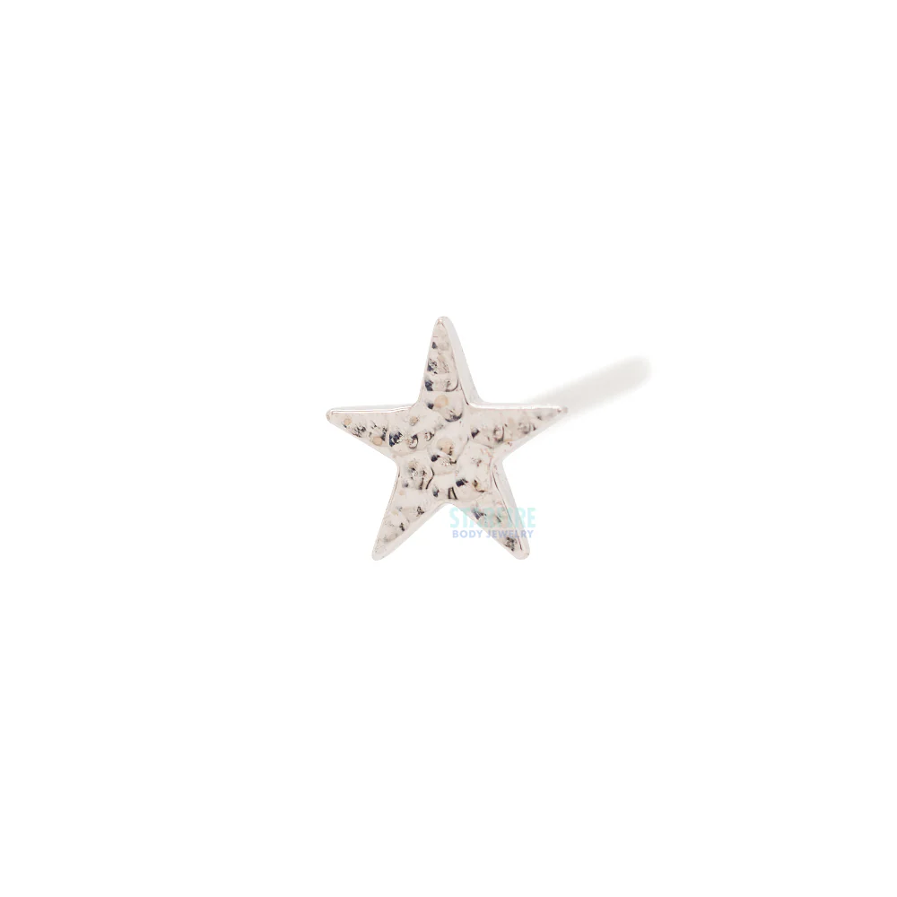 Flat Star HAMMERED FINISH Nostril Screw in Gold - Image 3