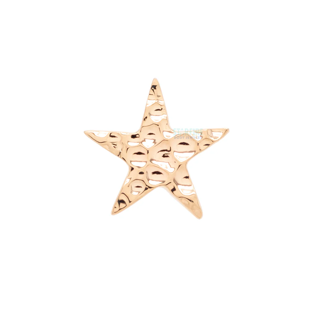 Flat Star HAMMERED FINISH Nostril Screw in Gold - Image 4