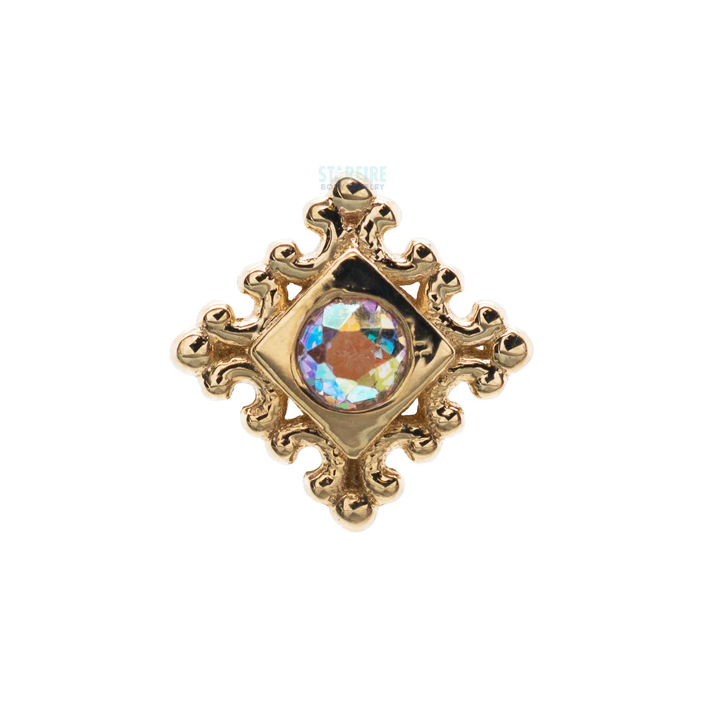 Flourish Illusion Nostril Screw in Gold with Mercury Mist Topaz - Image 2
