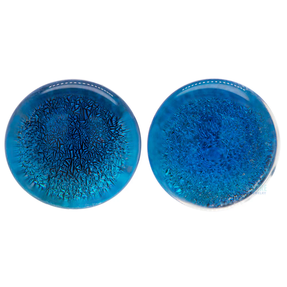 Foil Glass Plugs - Aqua on Black - Image 2