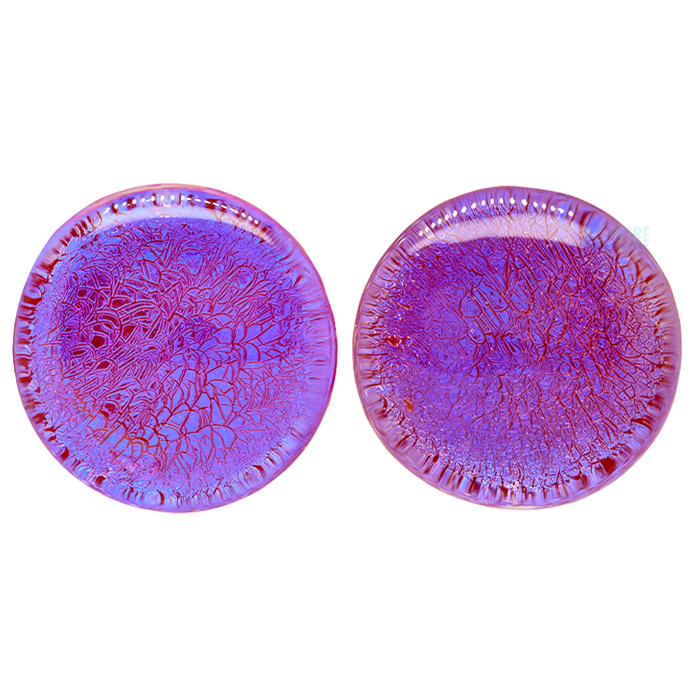 Foil Glass Plugs - Blue on Ruby - Image 3