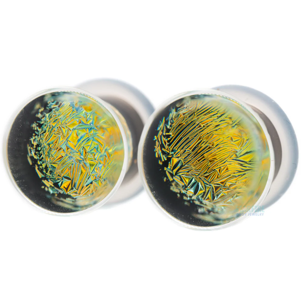 Foil Glass Plugs - Gold on Black - Image 2