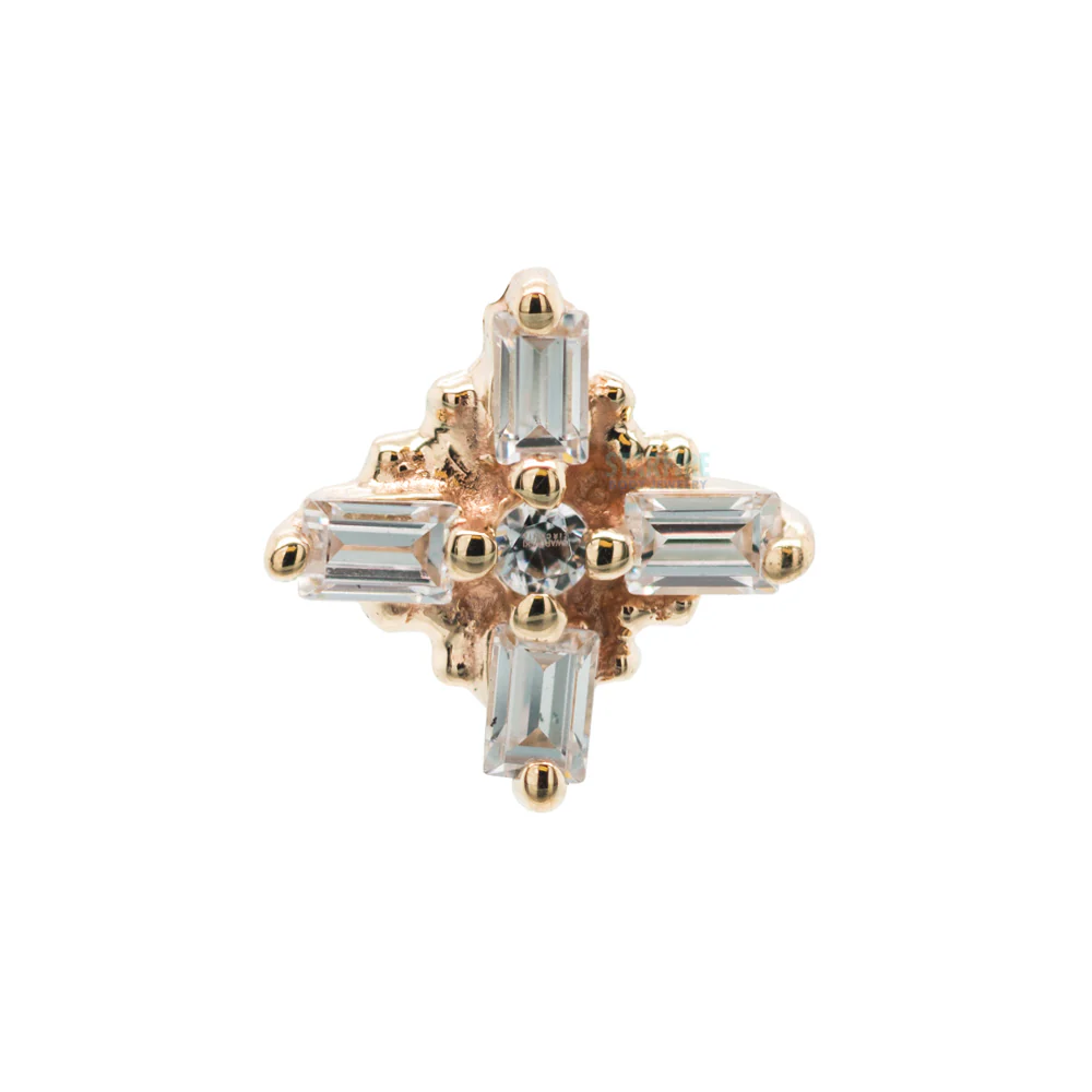 "Gaia" Nostril Screw in Gold with White CZ's - Image 3