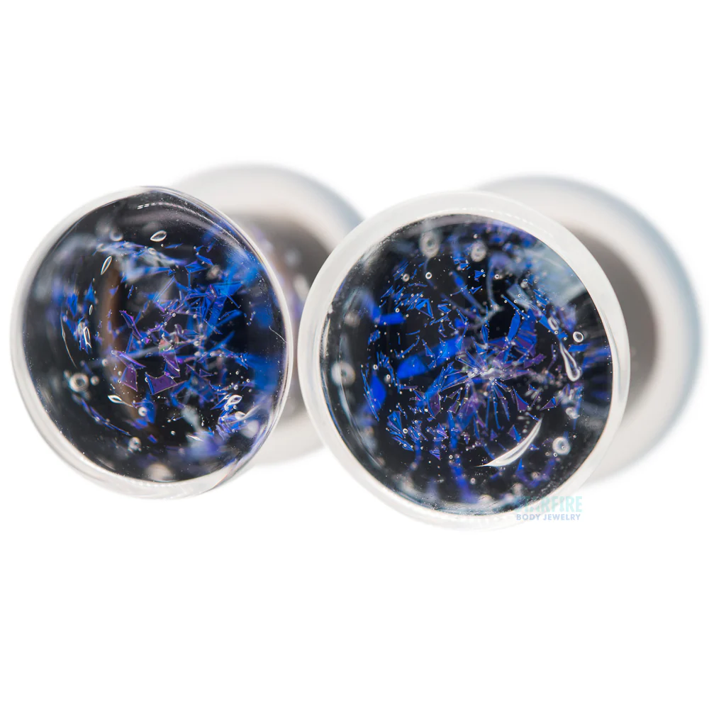 Galaxy Glass Plugs - Blue on Black - Image 3