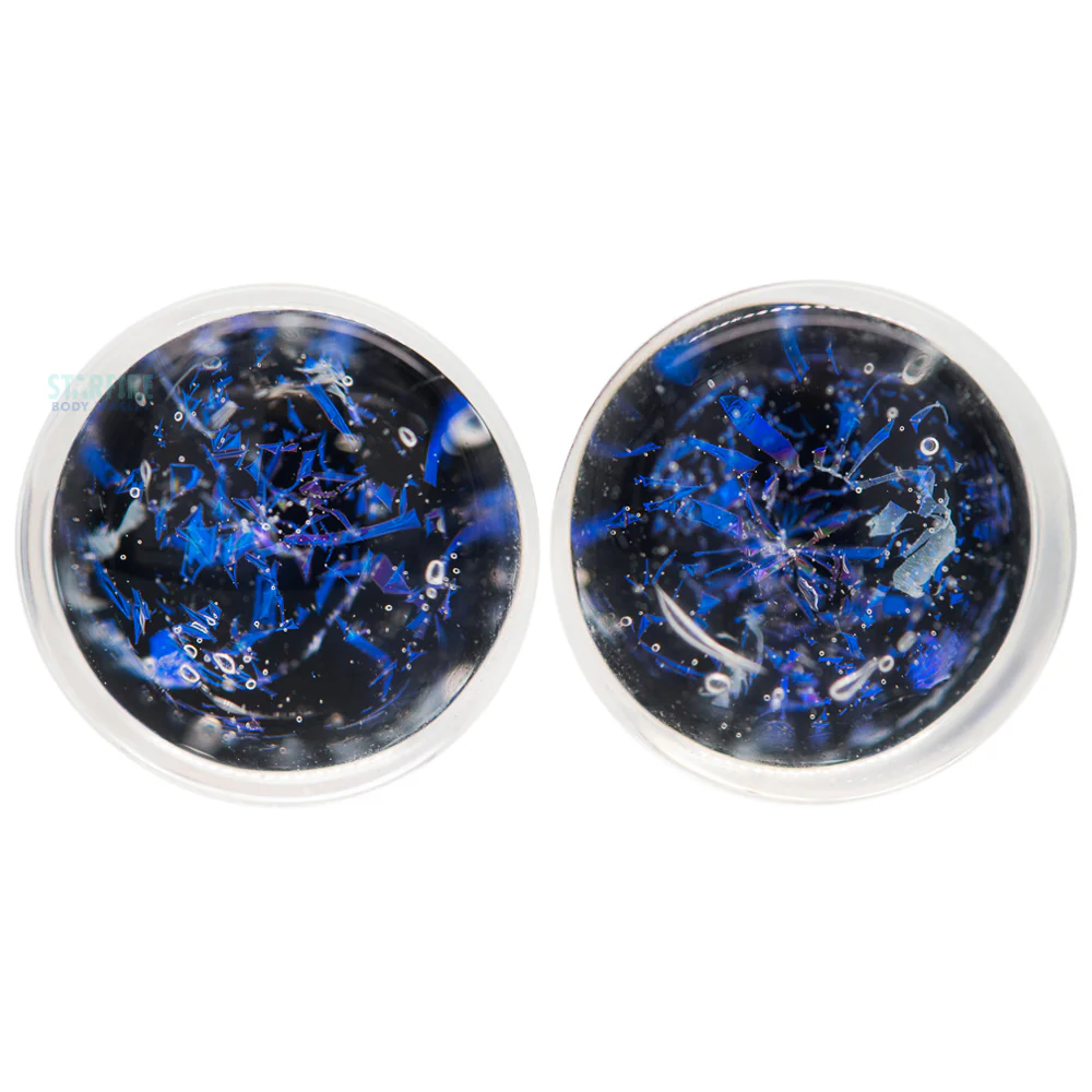 Galaxy Glass Plugs - Blue on Black - Image 4