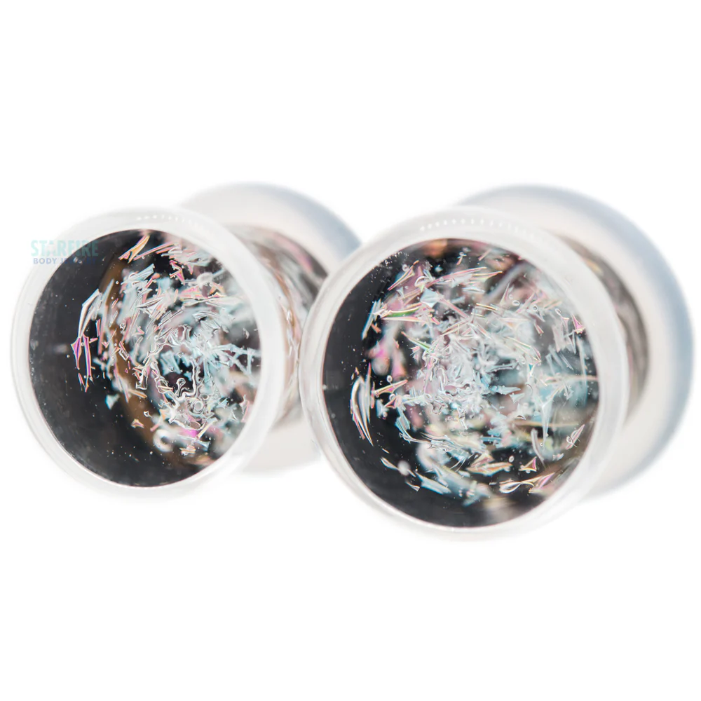 Galaxy Glass Plugs - Diamond & Pink on Black - Image 2