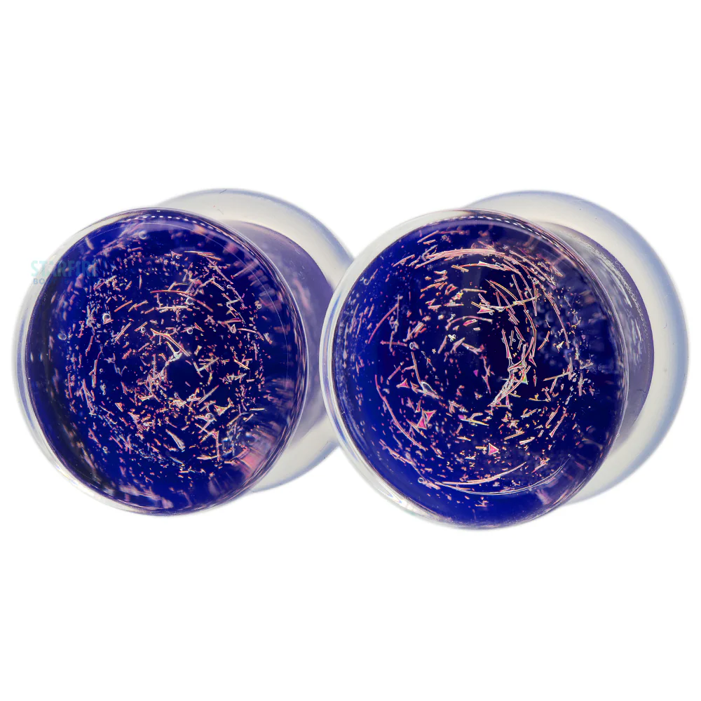 Galaxy Glass Plugs - Pink on Blueberry - Image 2