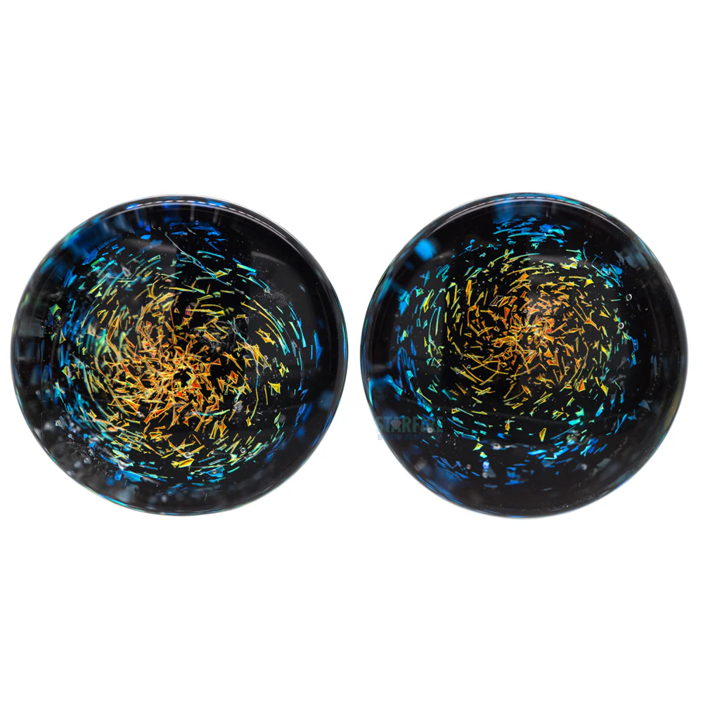 Galaxy Glass Plugs - Rainbow on Black - Image 3