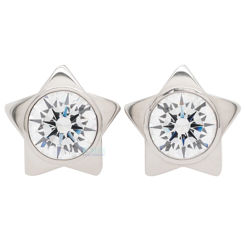 Gem Star Plugs with Brilliant-Cut Gem - Cubic Zirconia - Image 3
