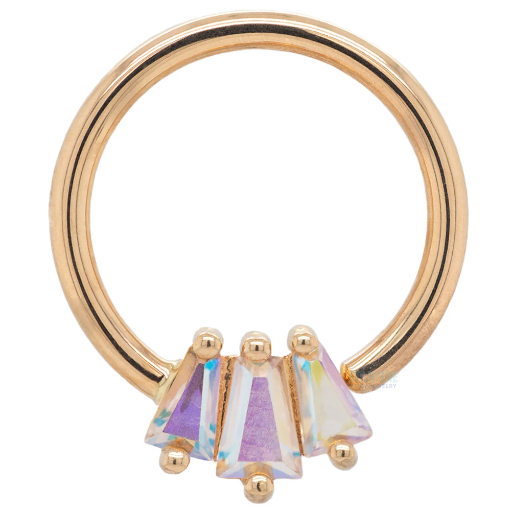 "Gemma" Seamless Ring in Gold with Mercury Mist Topaz'