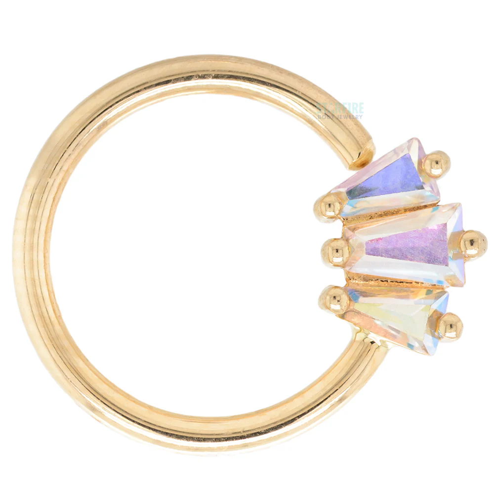 "Gemma" Seamless Ring in Gold with Mercury Mist Topaz' - Image 2