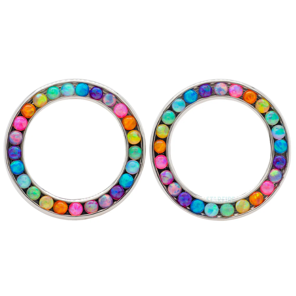 Gemmed Eyelets with Cabochon Opals - Rainbow - Image 3