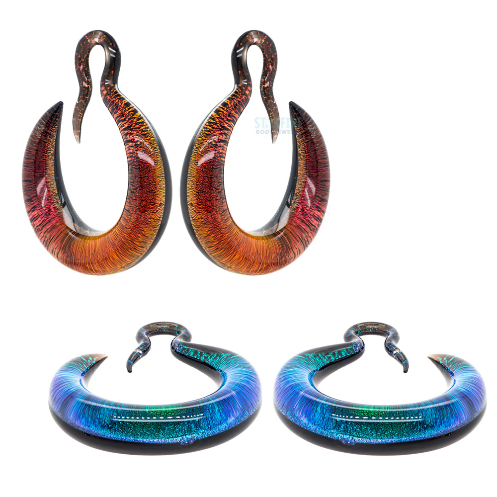 Crescent Dichroic Glass Hoop Weights - Image 14