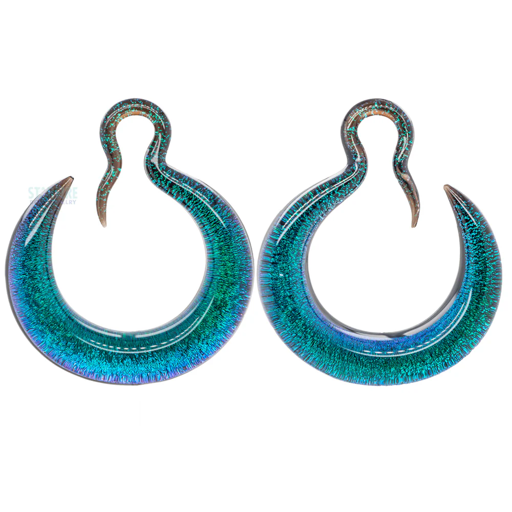 Crescent Dichroic Glass Hoop Weights - Image 4