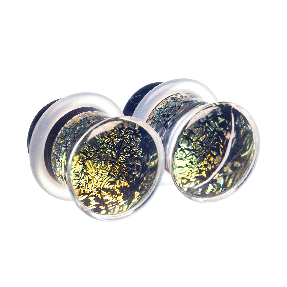 Dichroic Glass Plugs - Gold - Image 2