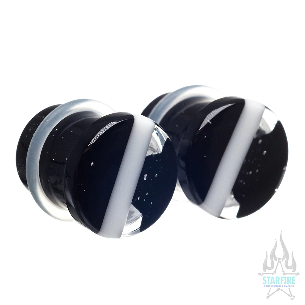 Glass Linear Plugs - Black White - Image 2