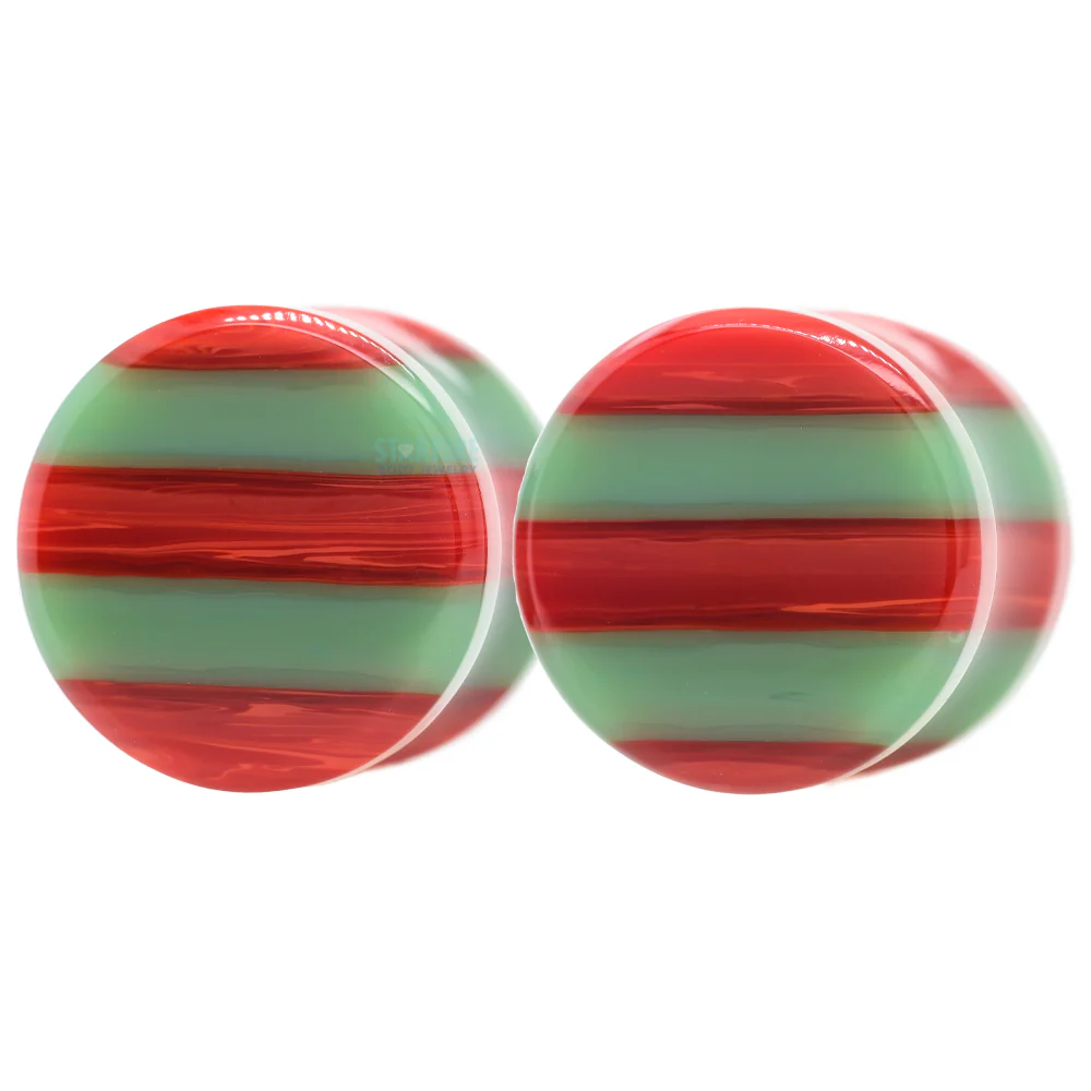 Glass Linear Plugs - CHRISTMAS: Red & Green - Image 4