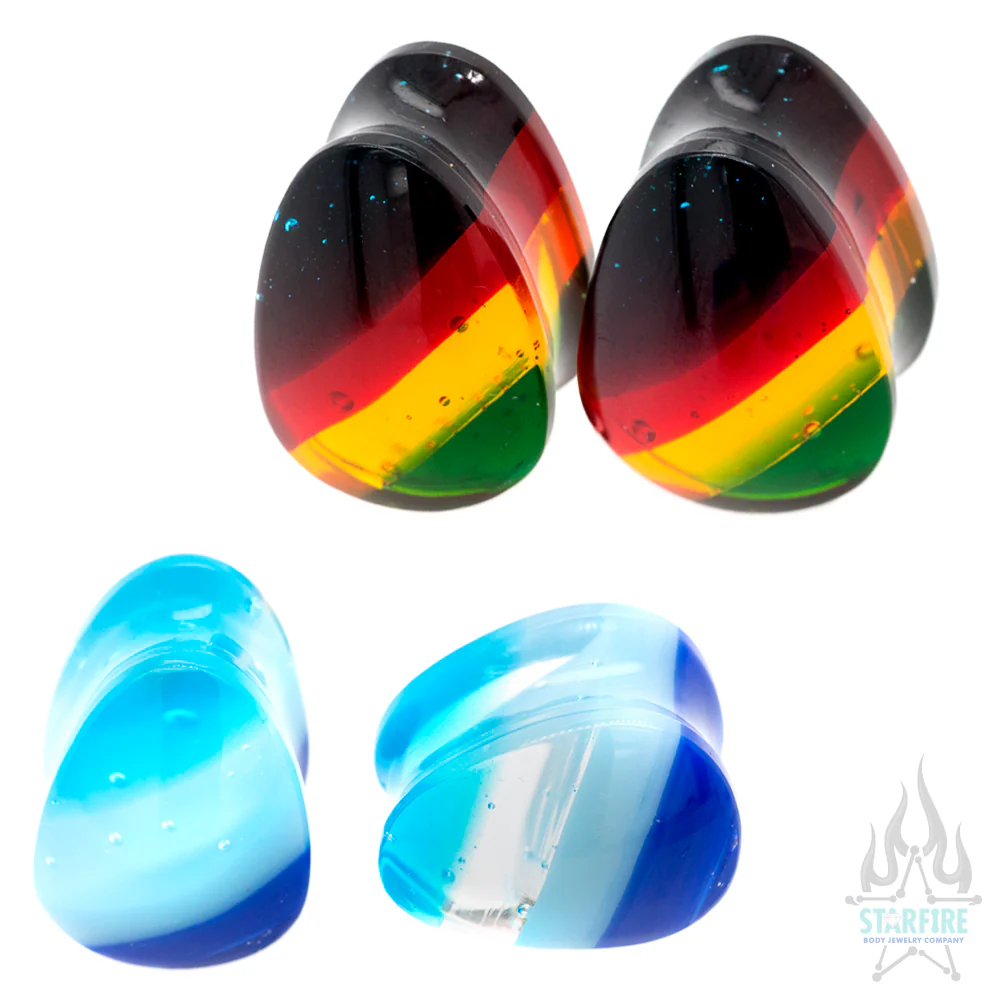 Linear Glass Teardrop Plugs