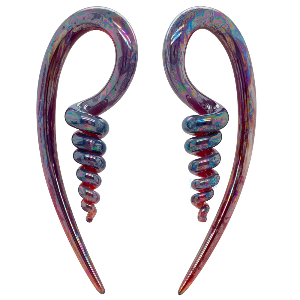 Glass Mini Corkscrew River Talons - Oil Slick Eggplant