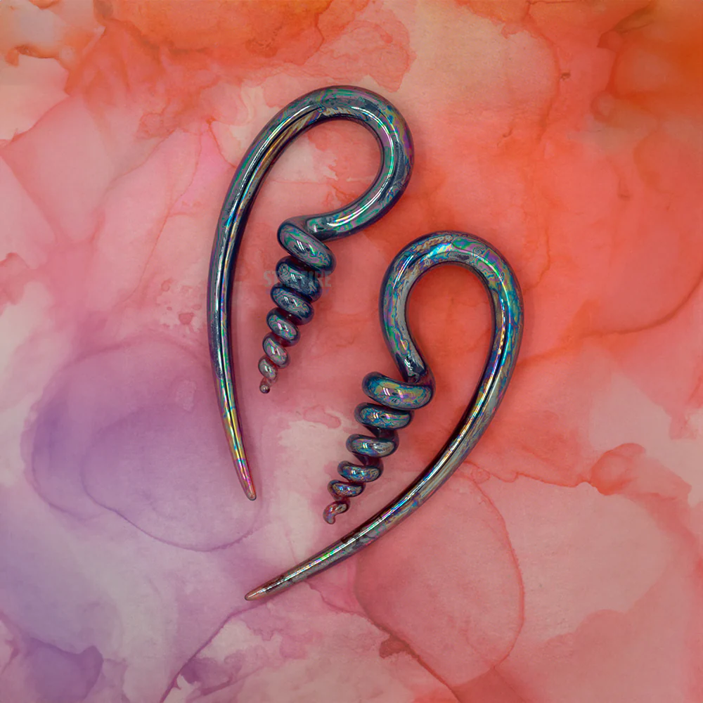 Glass Mini Corkscrew River Talons - Oil Slick Eggplant - Image 2