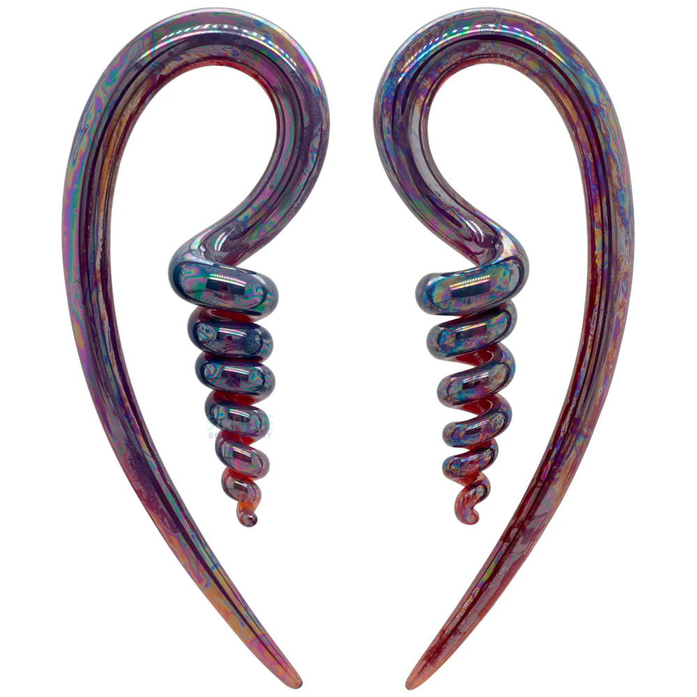 Glass Mini Corkscrew River Talons - Oil Slick Eggplant - Image 3