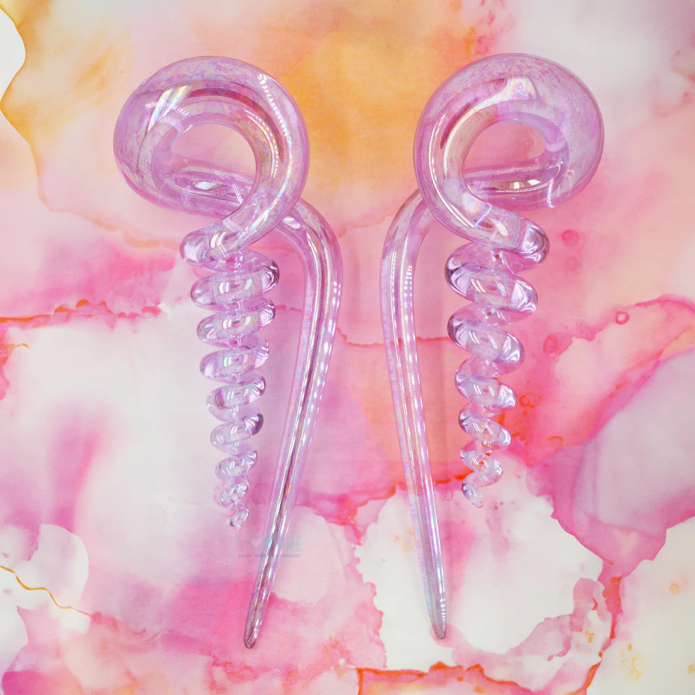 Glass Corkscrew Squids - Oil Slick Purple Rain - Image 2