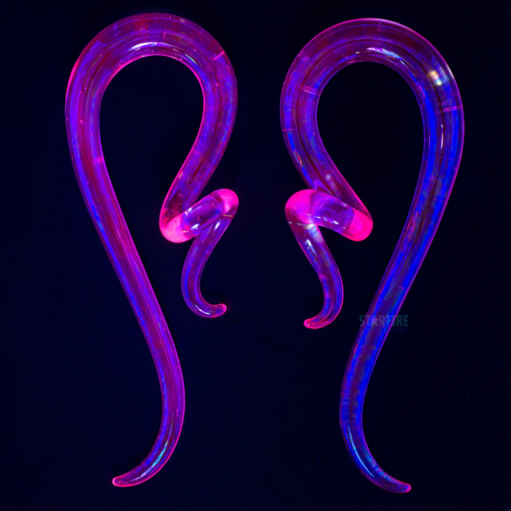 Glass Coiled Snakes - Oil Slick UV Clear Pink - Image 2